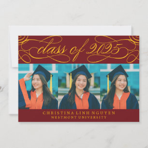 ELEGANT SCRIPT CLASS OF 2025 PHOTO GRADUATION INVITATION