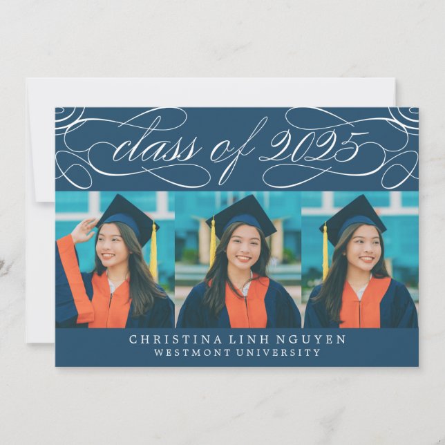 ELEGANT SCRIPT CLASS OF 2025 PHOTO GRADUATION INVITATION (Front)