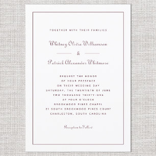 Elegant Script Classic Burgundy Formal Weddings  Invitation