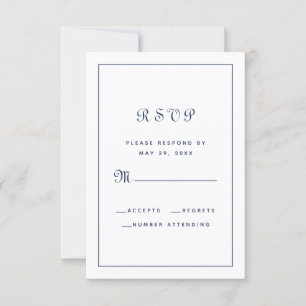 Elegant Script Classic Navy Blue Wedding Enclosure RSVP Card