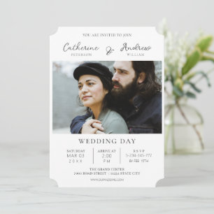 Elegant Script Classic Photo Wedding Invitation