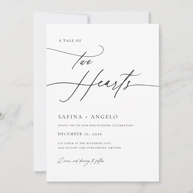 Elegant Script Classic QR Code All In One Wedding Invitation (Front)