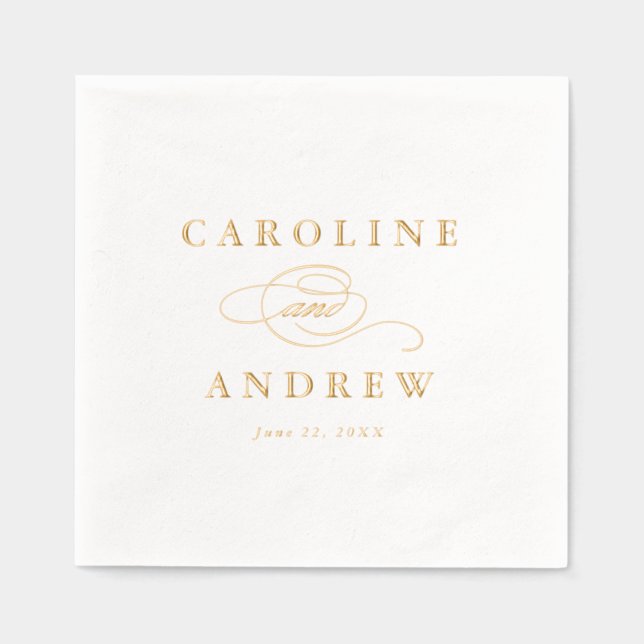 Elegant Script Classic Wedding Foil Napkins (Front)