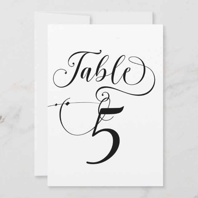 Elegant Script Classic Wedding Table Numbers (Front)