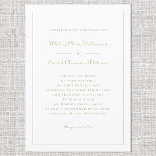 Elegant Script Classic White Gold Formal Weddings  Invitation