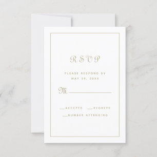 Elegant Script Classy Gold White Wedding Enclosure RSVP Card