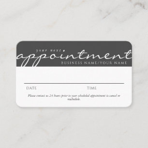 Elegant Script Color Block Gray Appointment Business Card