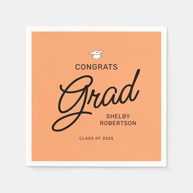 Elegant Script Congrats Grad Graduation Party Napkin (Front)