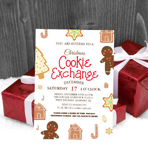 Elegant Script Cookie Exchange Christmas Party Inv Invitation
