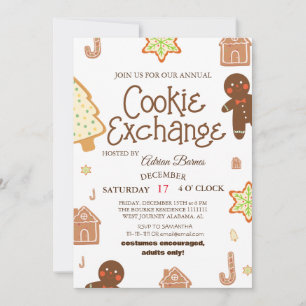 Elegant Script Cookie Exchange Christmas Party Inv Invitation