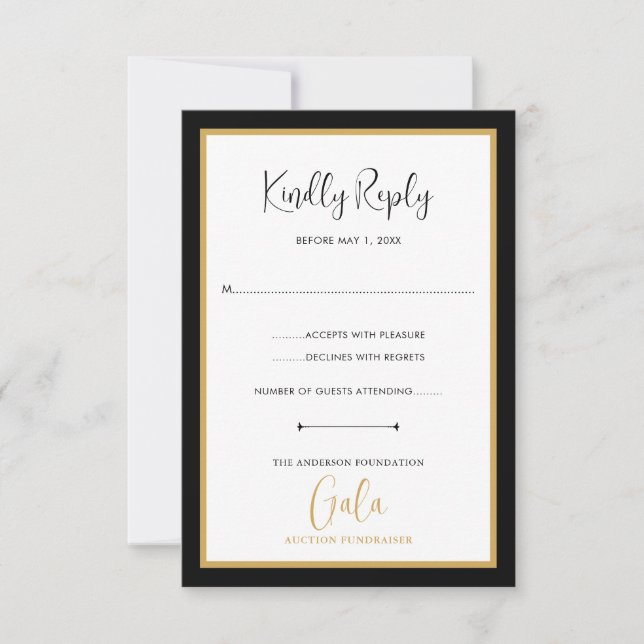 Elegant Script Corporate Gala Fundraiser RSVP Card (Front)