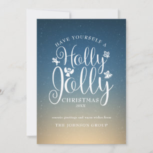 Elegant Script Corporate Holly Jolly Holiday Card
