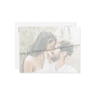 Elegant Script Couple Photo Wedding Save our Date Announcement Postcard