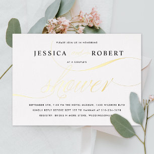 Elegant Script Couple's Shower Gold Foil