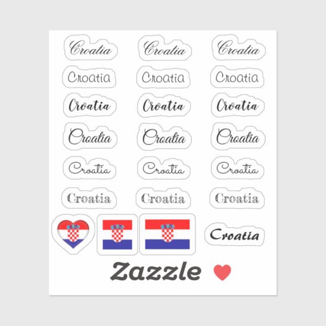 Elegant script Croatia & Croatian Flag /name Set (Sheet)