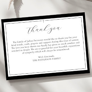 Elegant Script Cross Custom Funeral Thank You Card
