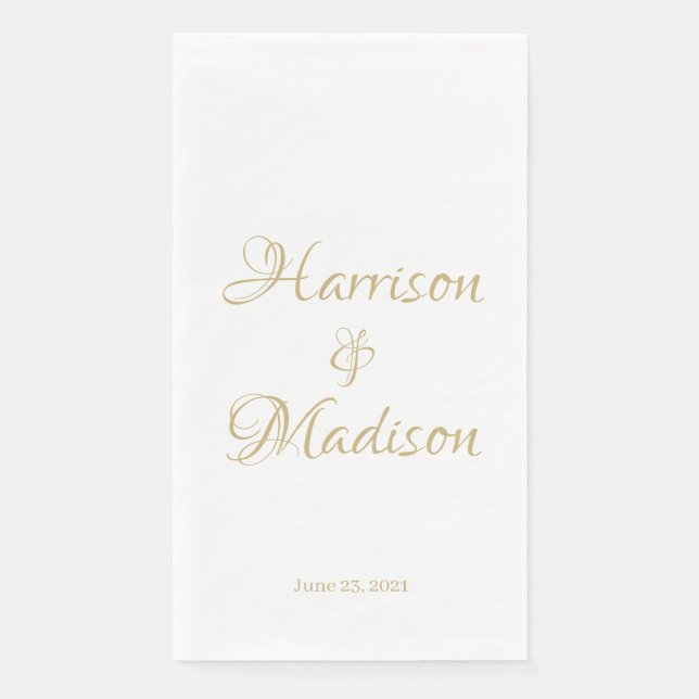 Elegant Script Custom Couple Names Date Wedding Napkin (Front)