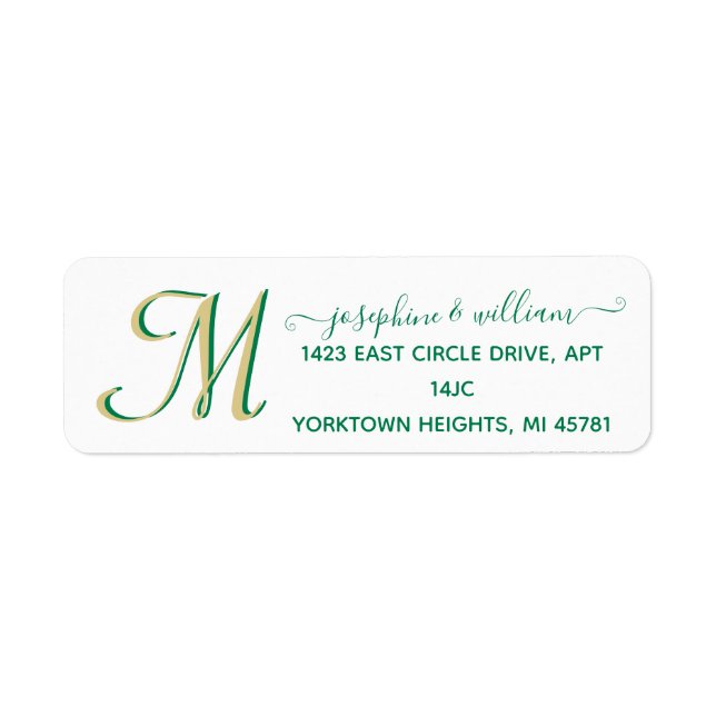 Elegant Script Custom Gold Green Monogram Name  (Front)