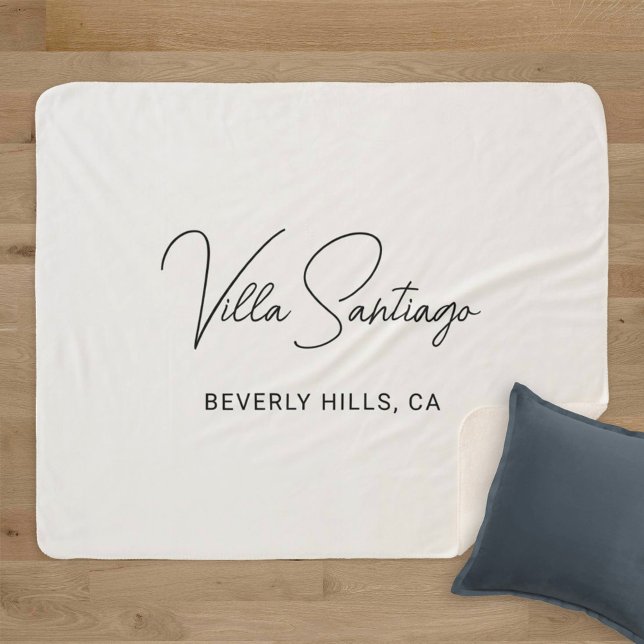 Elegant Script Custom Home Name Location Sherpa Blanket (Creator Uploaded)