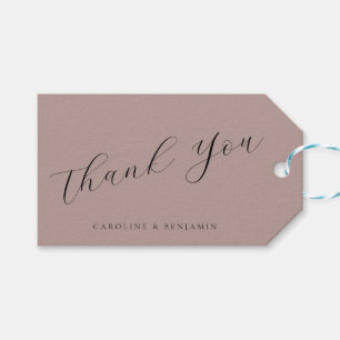 Elegant Script Custom Mauve Wedding Thank You Gift Tags