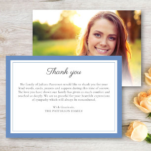 Elegant Script Custom Message Funeral Photo Thank You Card