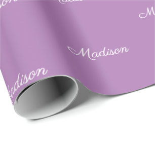 Elegant script custom Name lavender birthday Wrapping Paper