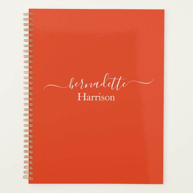 Elegant Script | Custom Name | Orange Planner (Front)