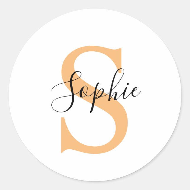 Elegant Script Custom Name Personalised Gift Classic Round Sticker (Front)