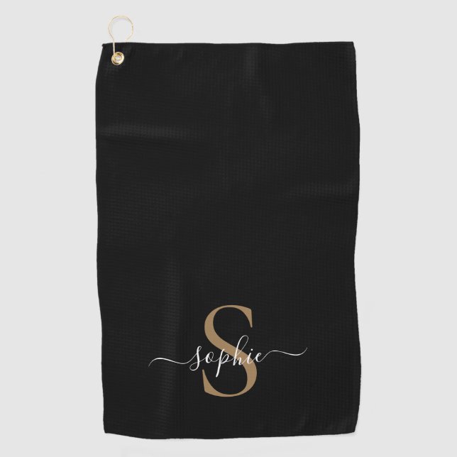Elegant Script Custom Name Personalised Gift Golf Towel (Front)