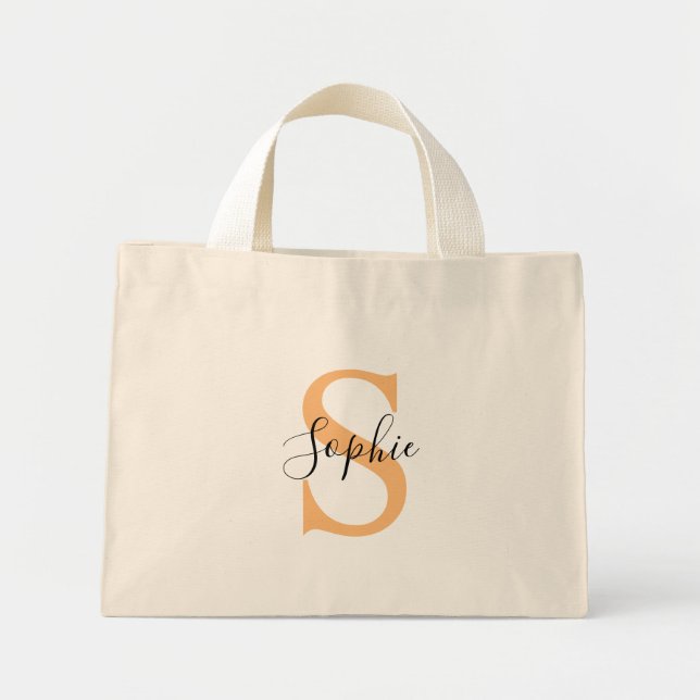 Elegant Script Custom Name Personalised Gift Mini Tote Bag (Front)