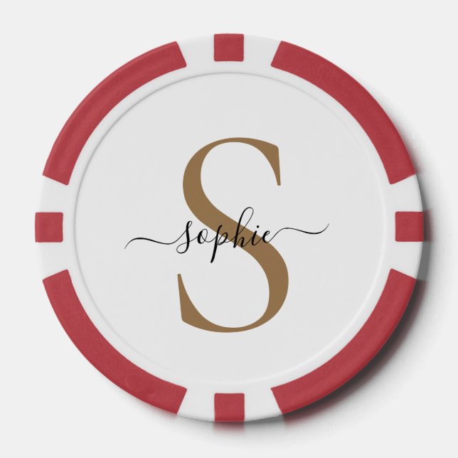 Elegant Script Custom Name Personalised Gift Poker Chips (Front)