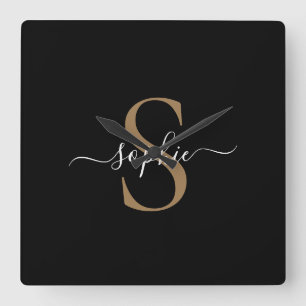 Elegant Script Custom Name Personalised Gift Square Wall Clock