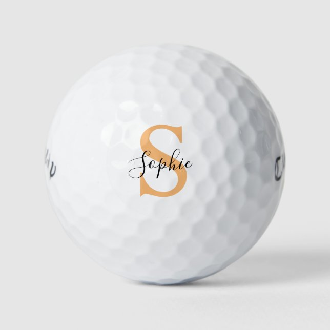 Elegant Script Custom Name Personalized Gift Golf Balls (Front)