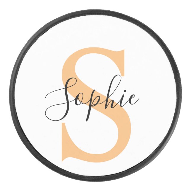 Elegant Script Custom Name Personalized Gift Hockey Puck (Front)