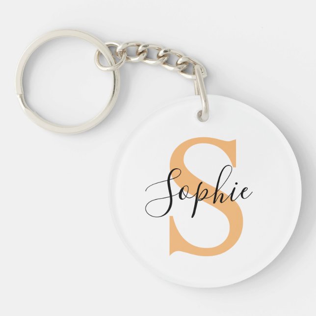 Elegant Script Custom Name Personalized Gift Key Ring (Front)