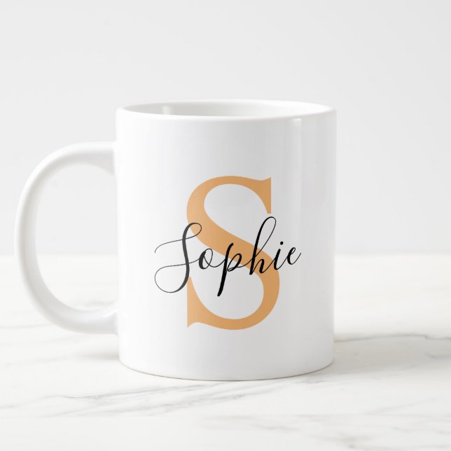 Elegant Script Custom Name Personalized Gift Large Coffee Mug (Left)