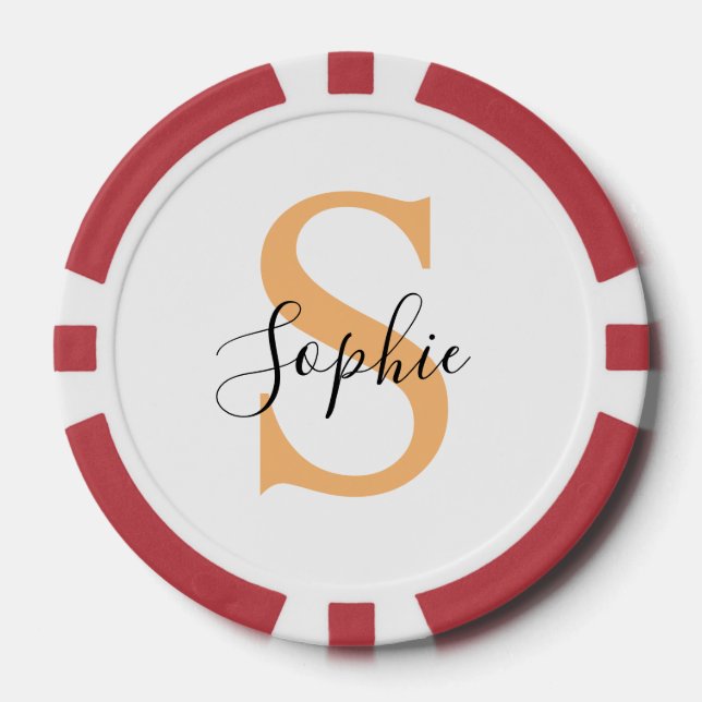 Elegant Script Custom Name Personalized Gift Poker Chips (Front)