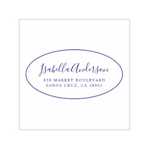 Elegant Script Custom Name & Return Address Oval Self-inking Stamp