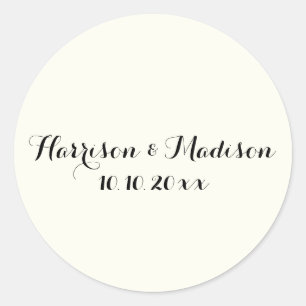 Elegant script custom names wedding favours sticke classic round sticker