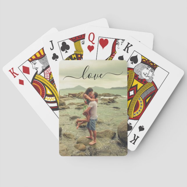 Elegant Script Custom Photo Bicycle Playing Cards (Back)