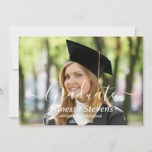 Elegant Script Custom Photo Graduation  Announcement