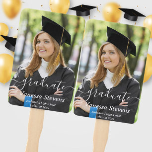 Elegant Script Custom Photo Graduation Hand Fan