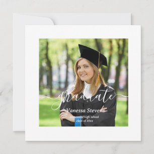 Elegant Script Custom Photo Graduation  Invitation