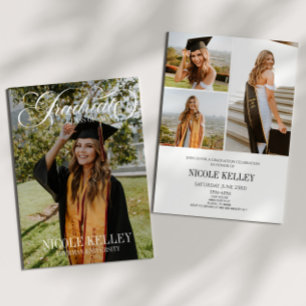 Elegant Script Custom Photo Graduation Invitation