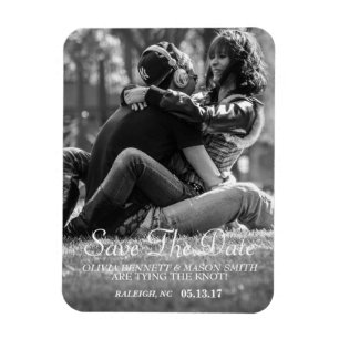 Elegant Script Custom Photo Save the Date Magnet