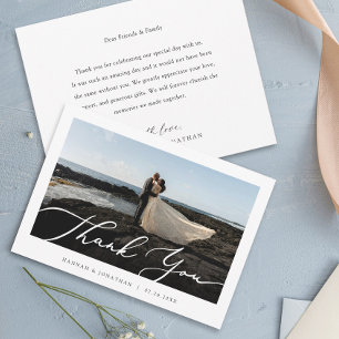 Elegant Script Custom Photo Wedding Thank You Card