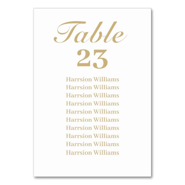 Elegant script custom text Wedding Table Number (Front)