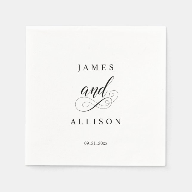 Elegant Script Custom Wedding Monogram Napkins (Front)