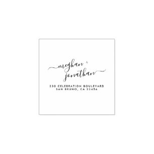 Elegant Script Custom Wedding Names Return Address Rubber Stamp