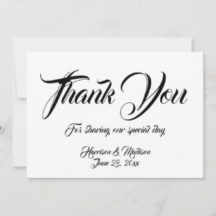 Elegant Script Custom Wedding Thank You note card